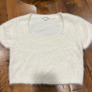 Cotton candy LA white fuzzy cropped tshirt, size M/L, never worn, cute & soft